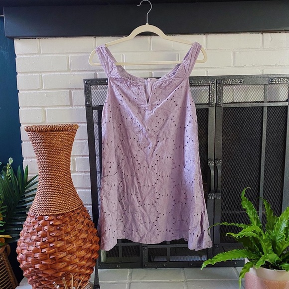 Purple Tobi Off-the-Shoulder Eyelet Sundress - Picture 1 of 5
